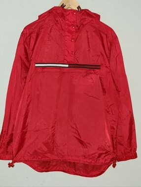 Tommy Jeans Red Quarter Zip Hooded Long Sleeve Light Jacket Size Medium Women's